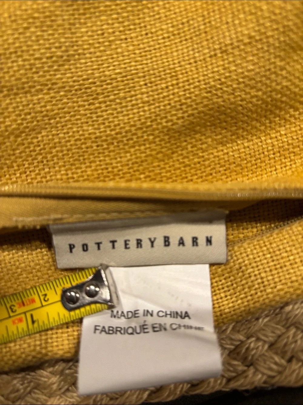 Pottery Barn Golden Yellow Linen Pillow Cover with Braided Edge & Domain cover